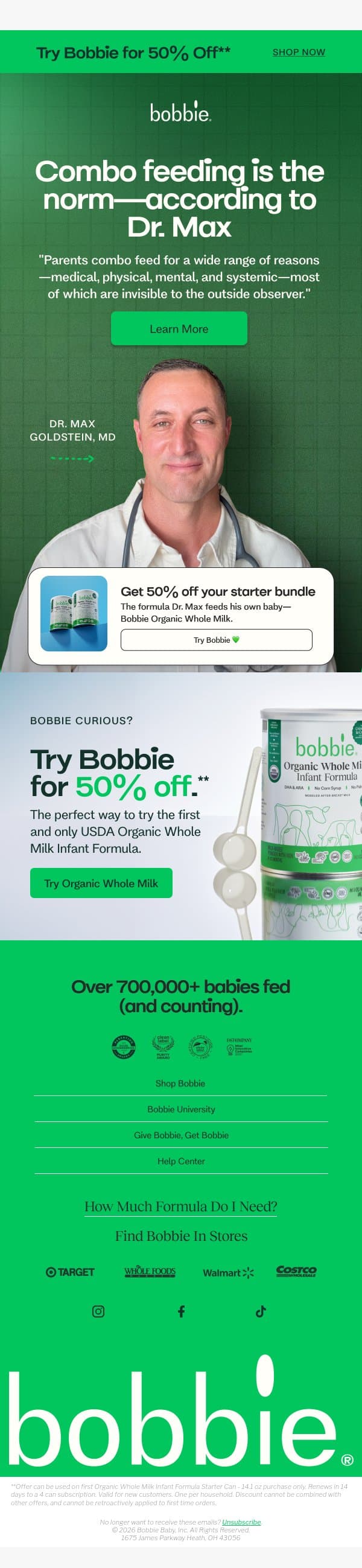 A pediatrician’s POV → email from Bobbie screenshot