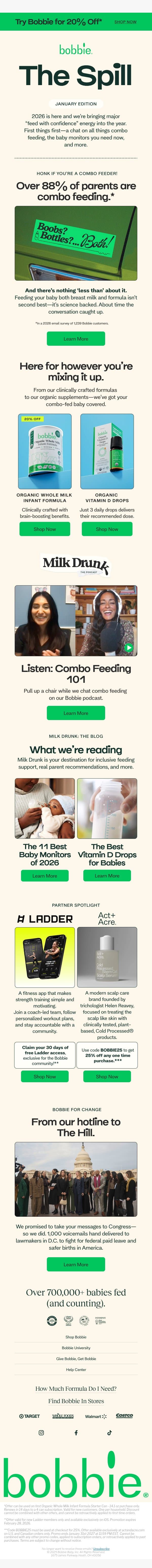 THE SPILL 🍼 January Edition email from Bobbie screenshot