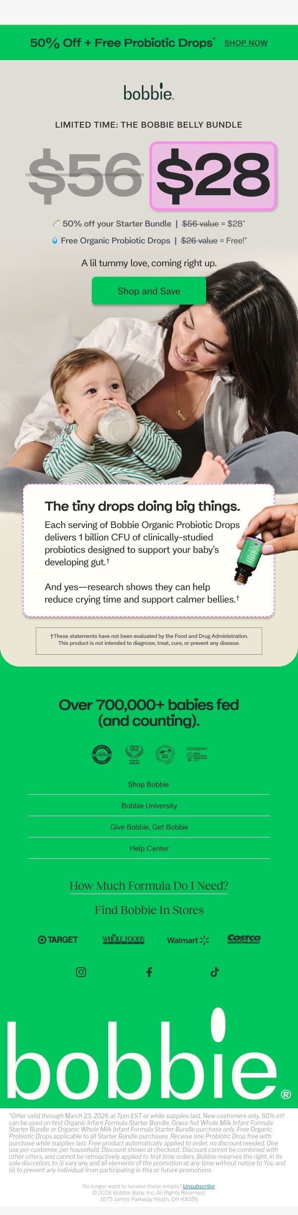 Don’t let this free gift *drip* away. email from Bobbie screenshot