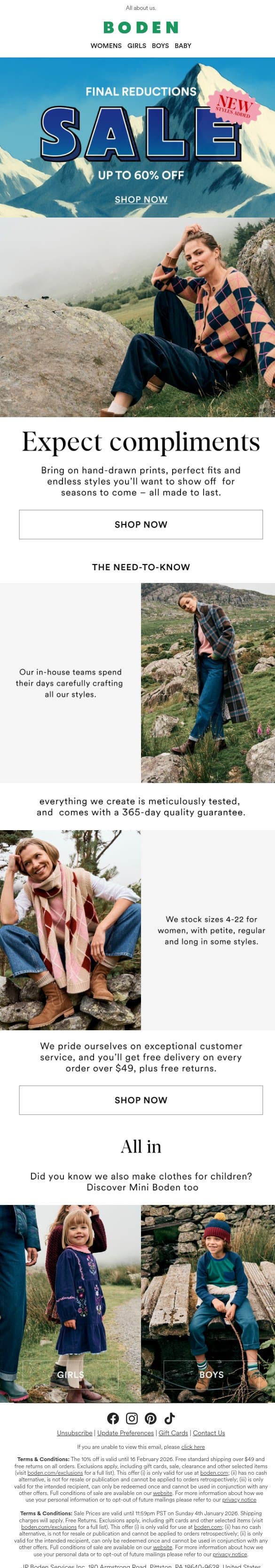 On a need-to-know basis email from Boden screenshot