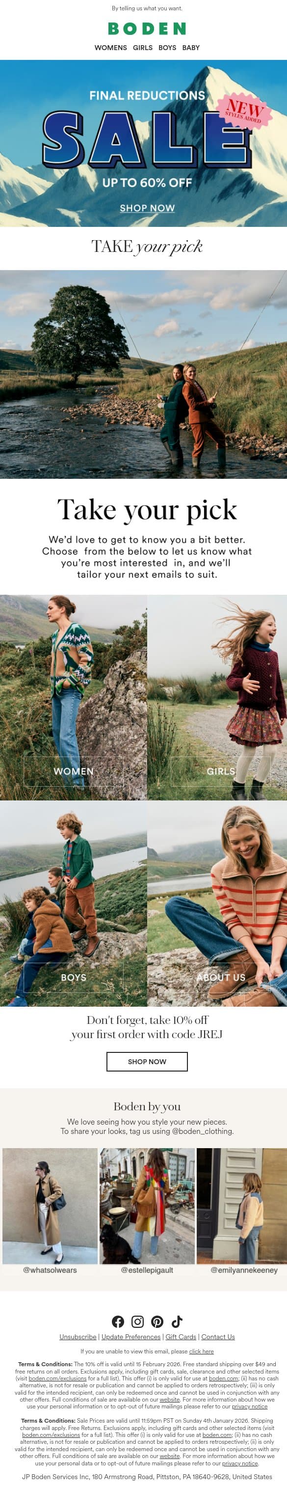 Get more of what you like email from Boden screenshot
