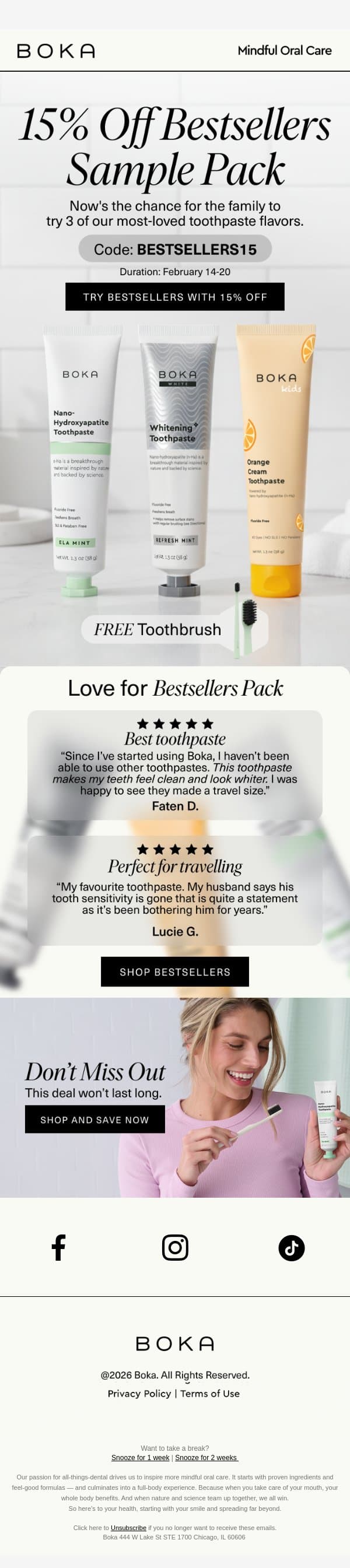 Limited Time: 15% Off Bestsellers + Free Brush email from Boka screenshot