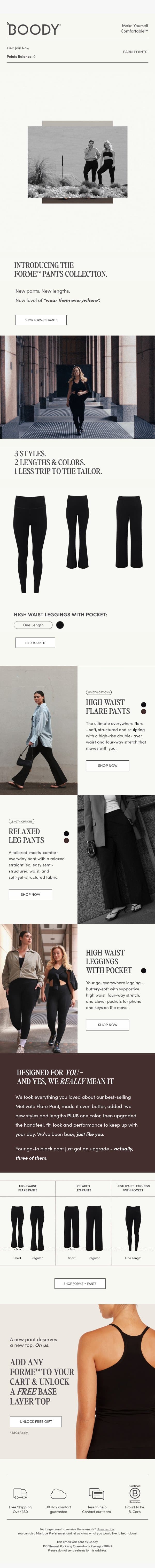 5 NEW Pants, tailored to you. email from Boody screenshot