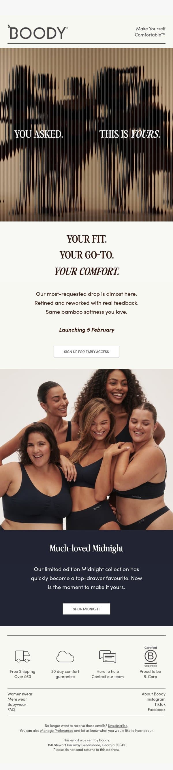 Our Most-Requested Drop Is All YOURS email from Boody screenshot