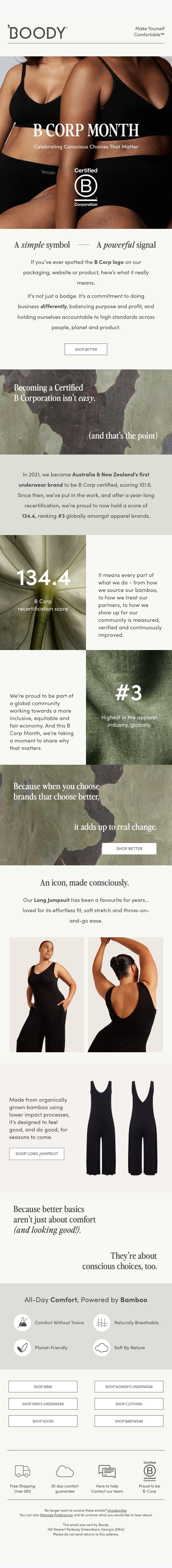 Better Basics, Better World email from Boody screenshot