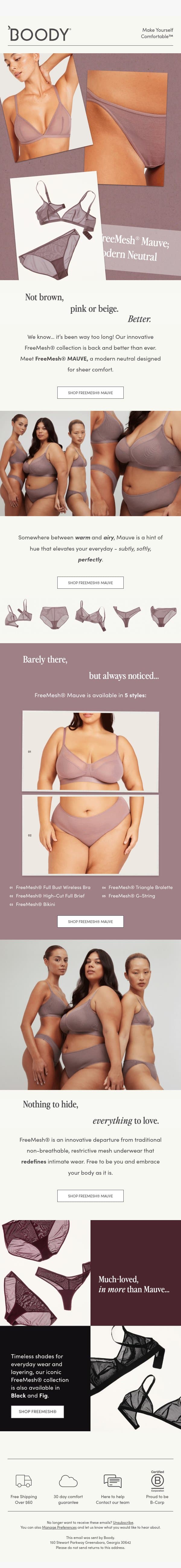 Meet FreeMesh® Mauve; A Modern Neutral email from Boody screenshot