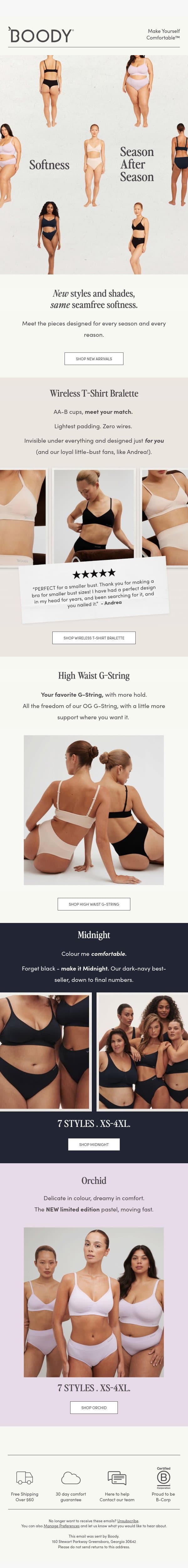 Designed For Every Season & Every Reason email from Boody screenshot