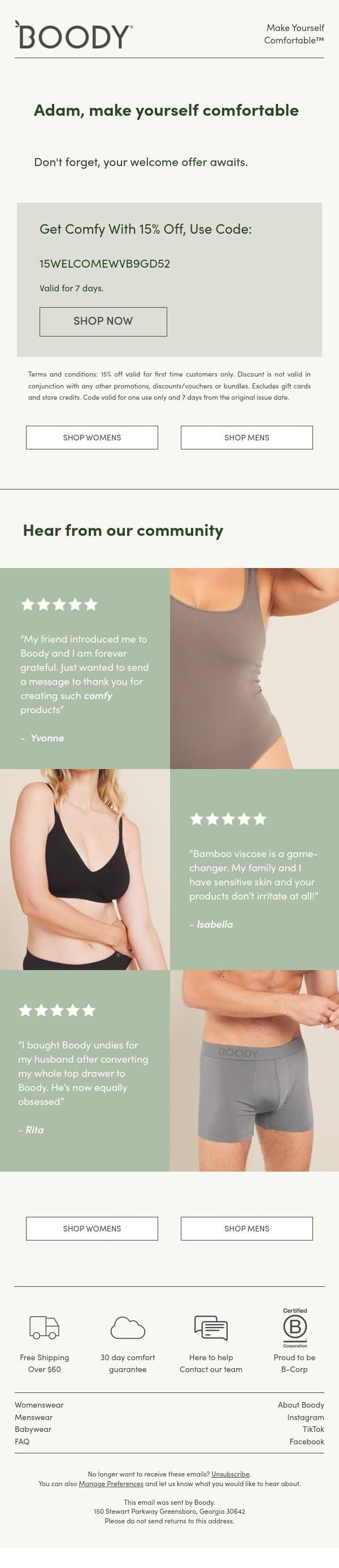 "A Game-Changer" — Isabella email from Boody screenshot