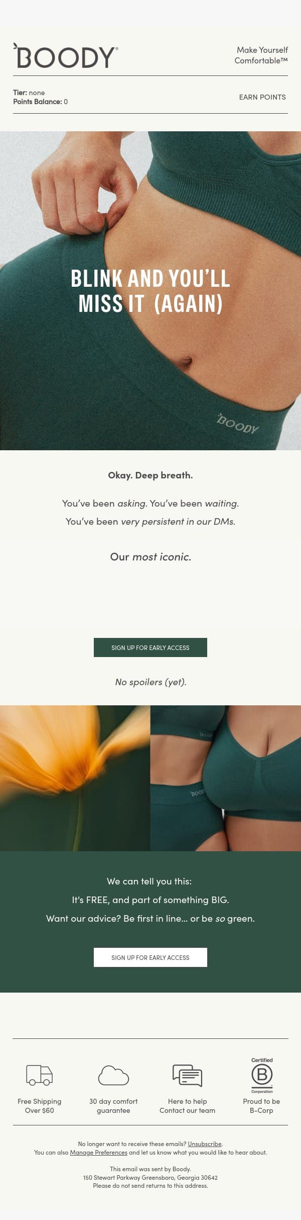 Fastest Selling. Most Requested. Coming Back. email from Boody screenshot