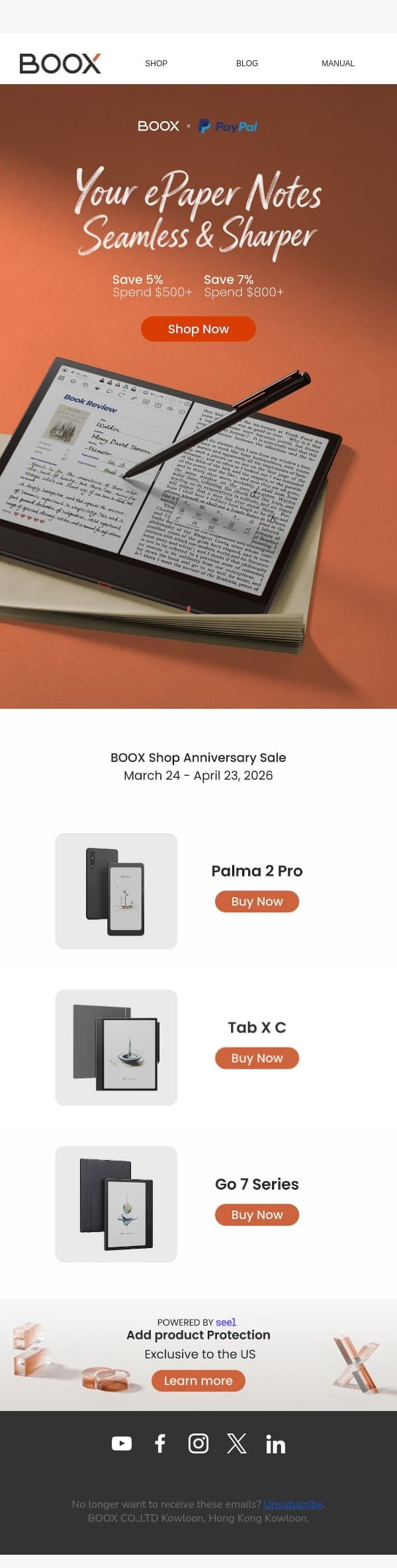 Don’t miss the BOOX Shop Anniversary Sale email from Boox screenshot