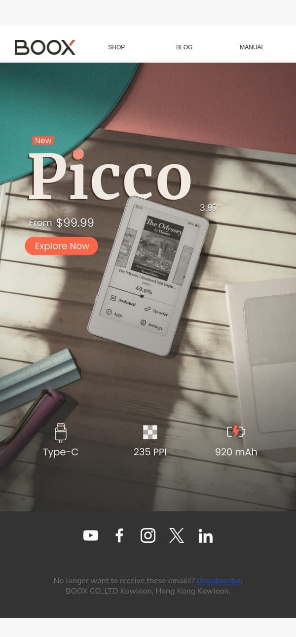 Discover BOOX Picco from $99! email from Boox screenshot