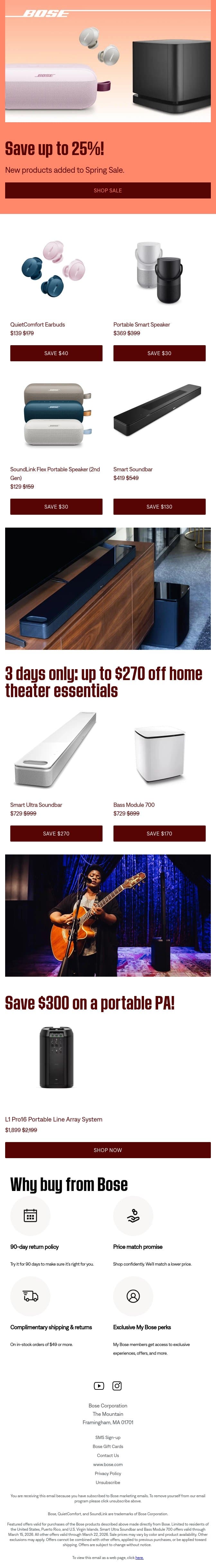 🎉 Save up to 25% on new Spring Sale deals! email from Bose screenshot