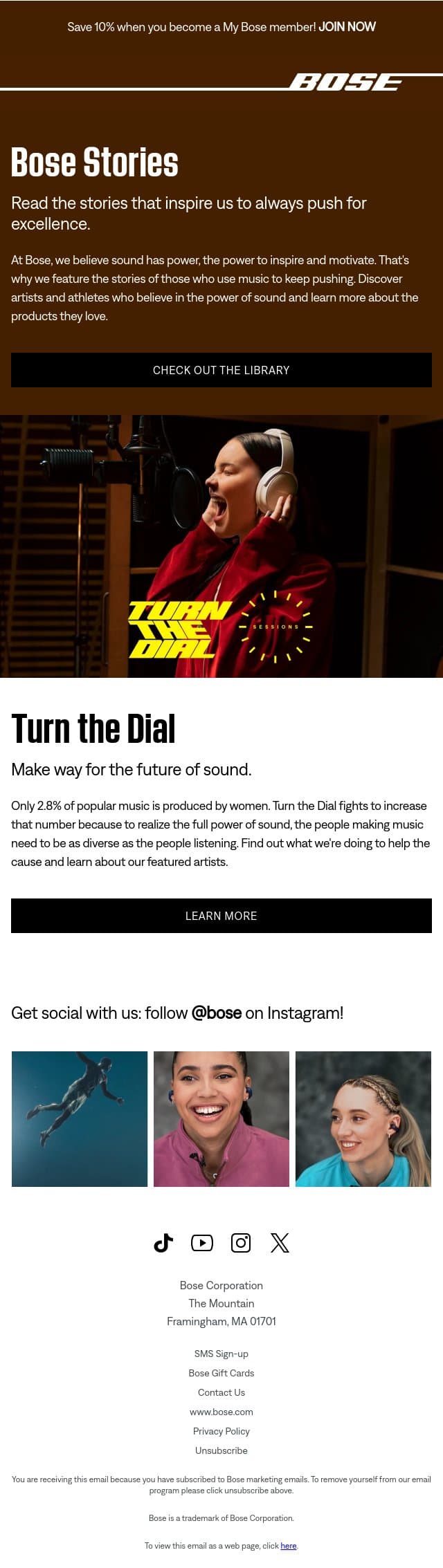 Find the Bose tech that's right for you. email from Bose screenshot