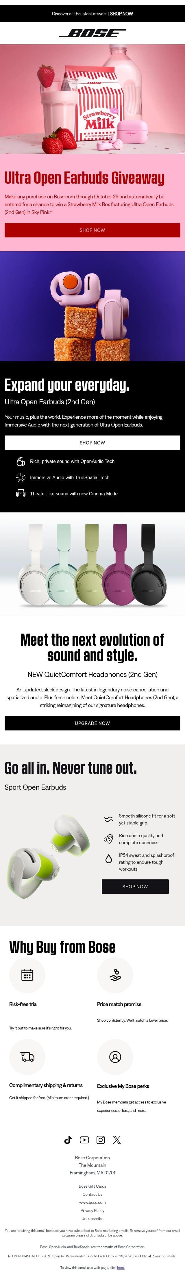 You could win our Ultra Open Earbuds (2nd Gen)! email from Bose screenshot