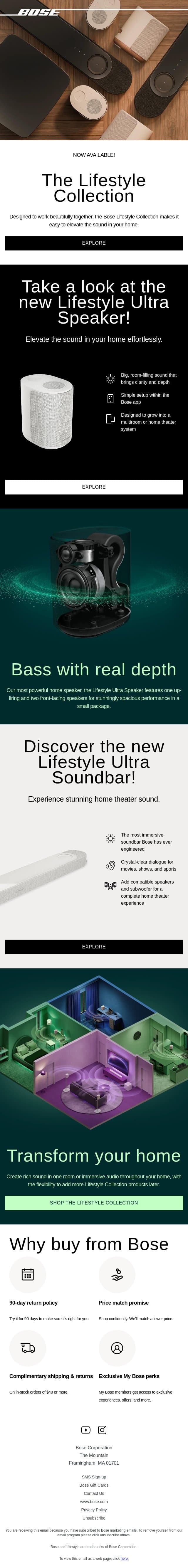 Elevate the sound in your home! email from Bose screenshot