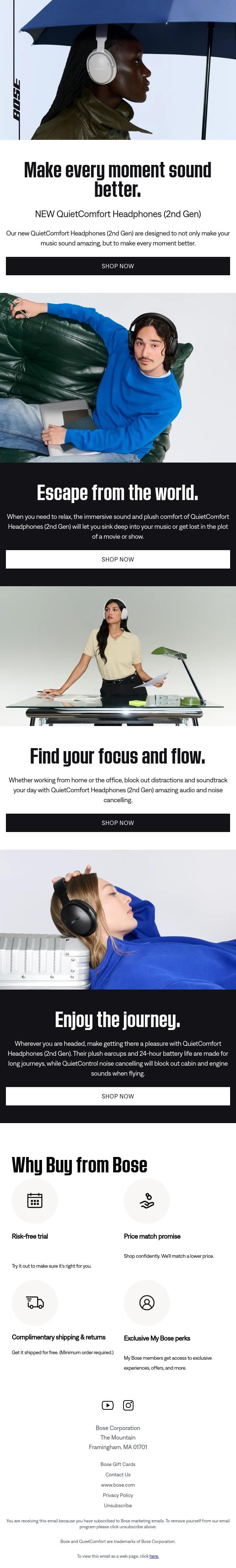 Make every moment sound better! email from Bose screenshot