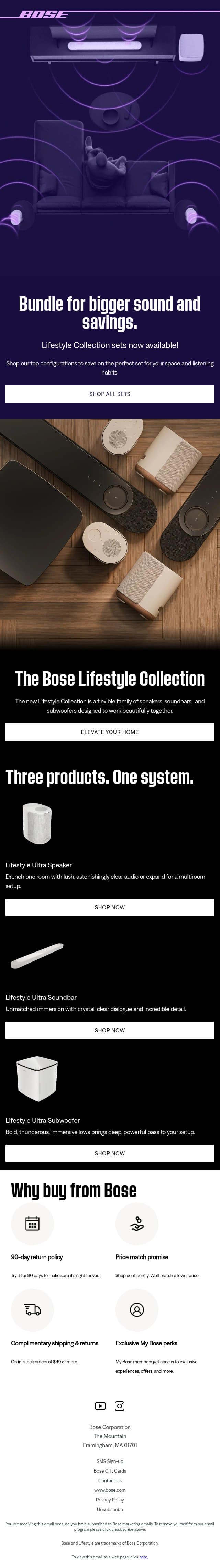 Save with Lifestyle Collection sets — now available! email from Bose screenshot