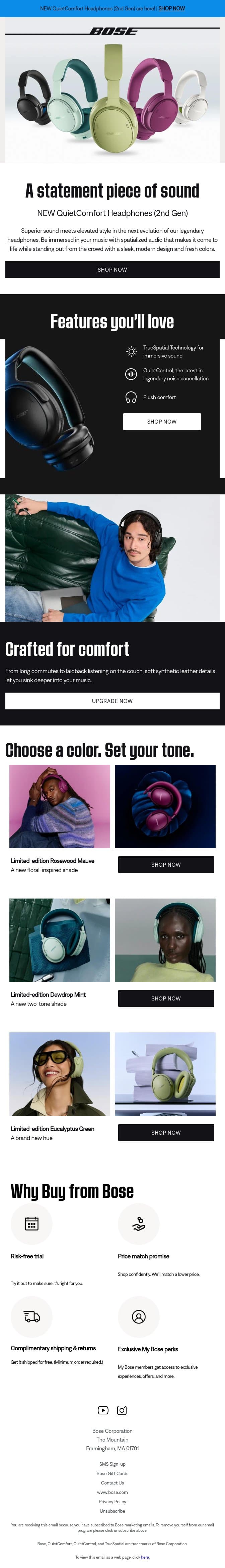 Own a statement piece of sound. email from Bose screenshot