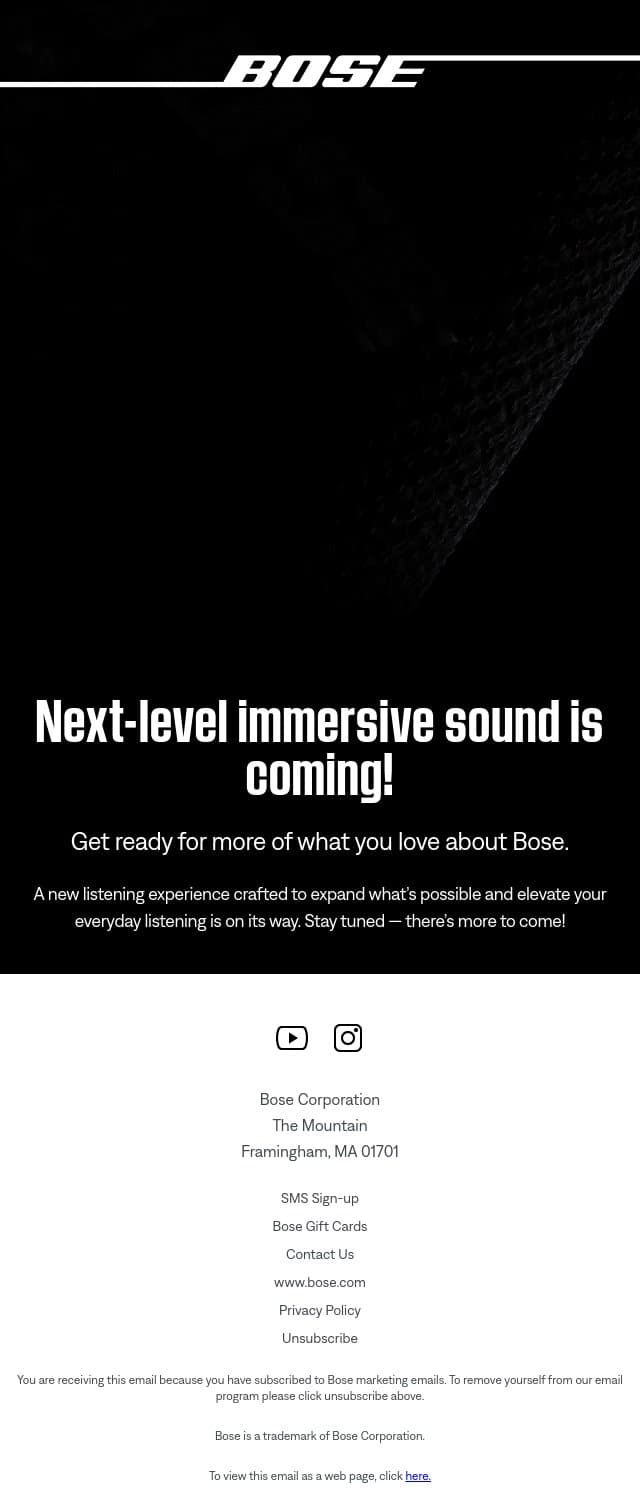 Something revolutionary is coming! email from Bose screenshot