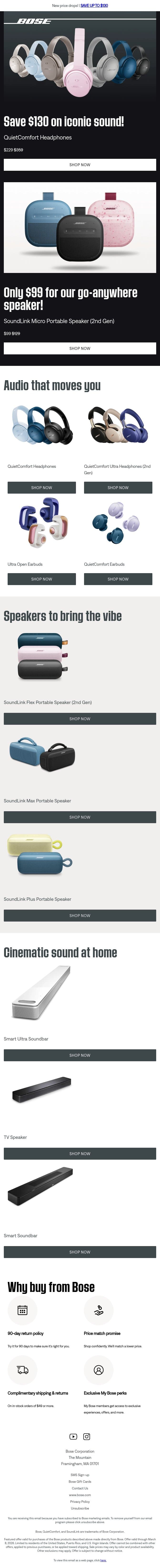 🔥 NEW PRICE DROPS! email from Bose screenshot