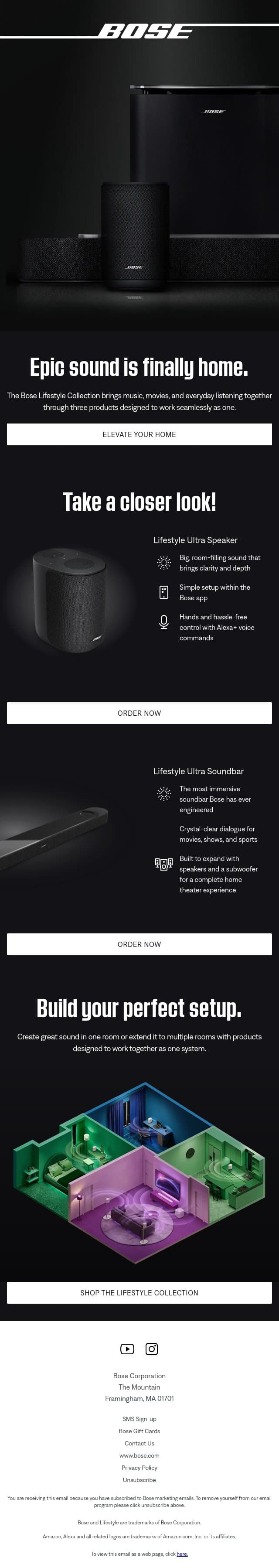 Ready to ship: The NEW Lifestyle Collection. email from Bose screenshot