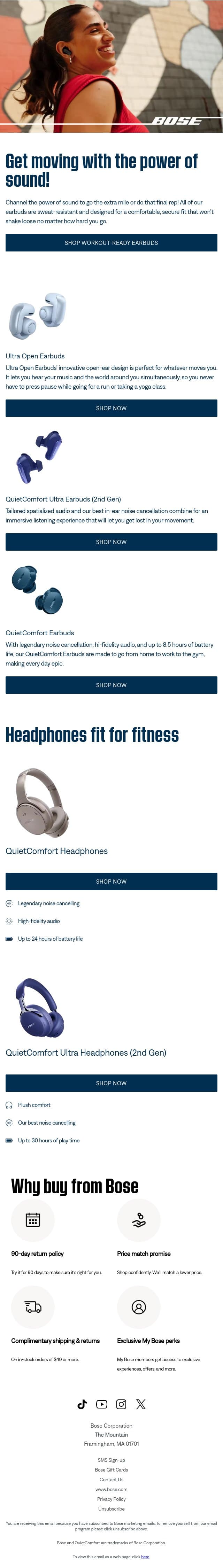 Fuel your next workout with the power of sound! email from Bose screenshot