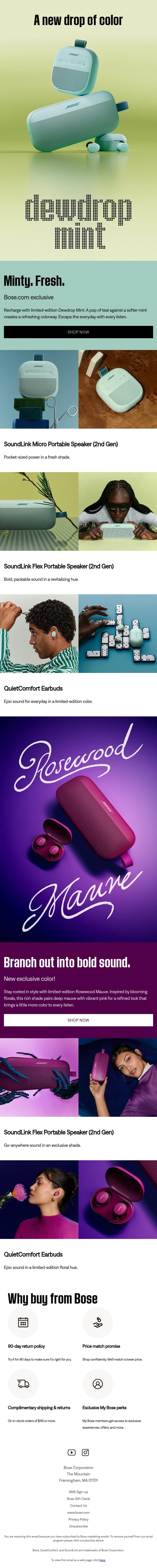Two new limited-edition hues just dropped! email from Bose screenshot