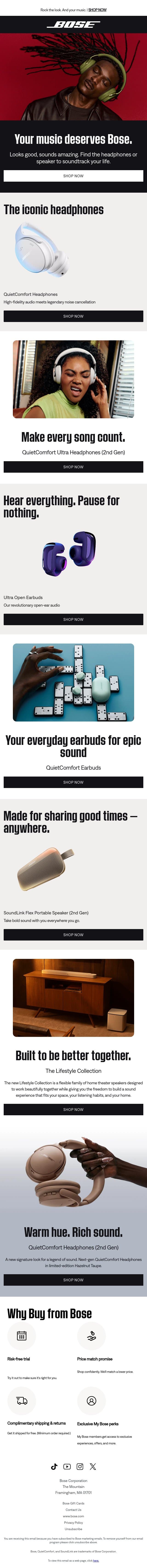 Get the sound your music deserves! email from Bose screenshot