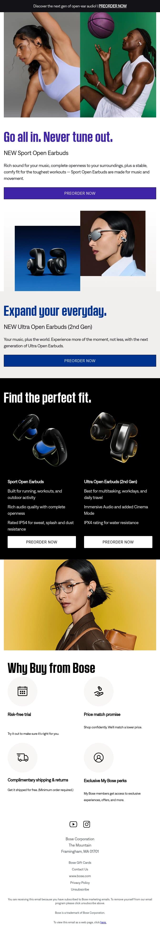NEW Sport Open Earbuds! email from Bose screenshot
