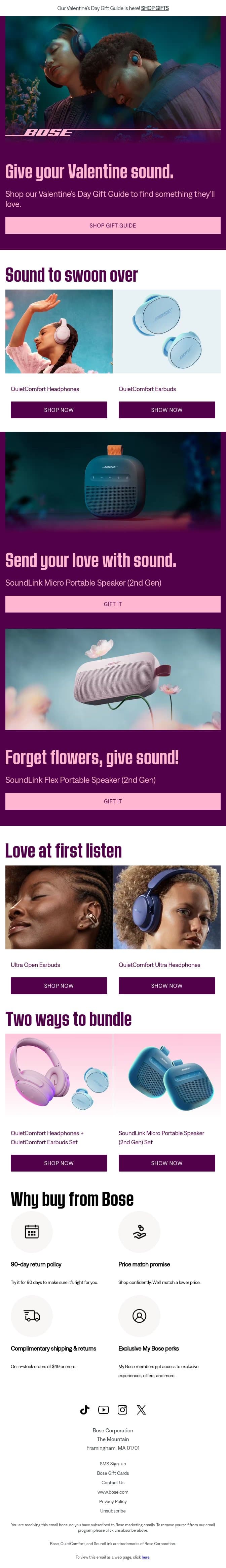 ❤️ Find the perfect gift for your Valentine. email from Bose screenshot