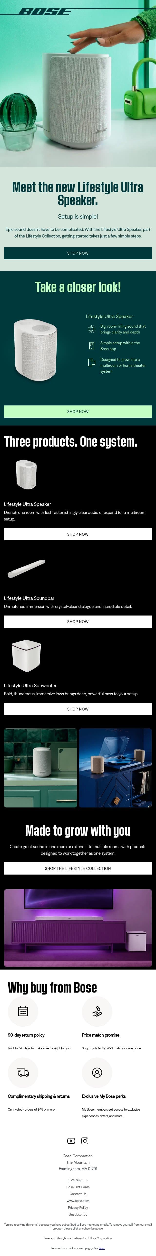 Meet the new Lifestyle Ultra Speaker! email from Bose screenshot
