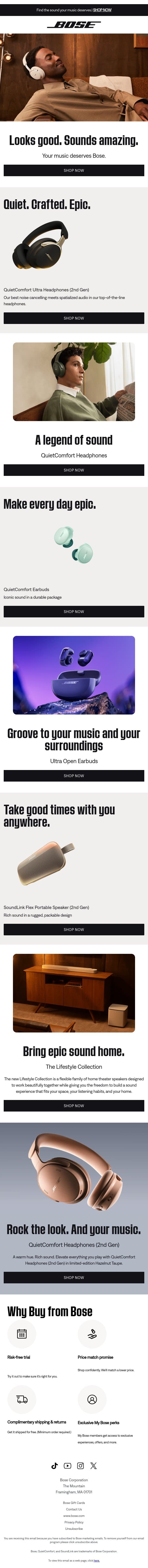 Consider this your wishlist. email from Bose screenshot