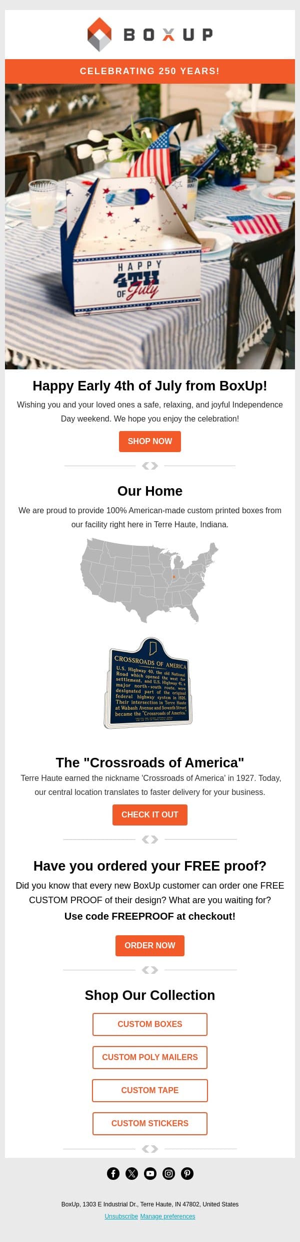 Warmest Wishes for the Holiday Weekend email from BoxUp screenshot