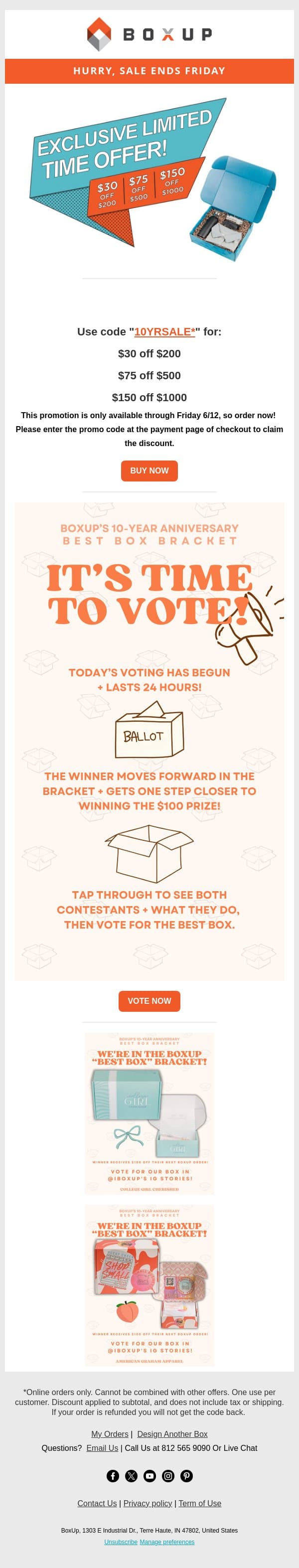 ⏰Final Days for Our BIG Anniversary Sale ⏰ email from BoxUp screenshot