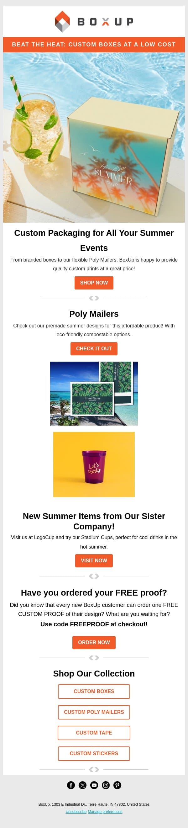 Custom Packaging for Every Occasion Under the Sun! email from BoxUp screenshot