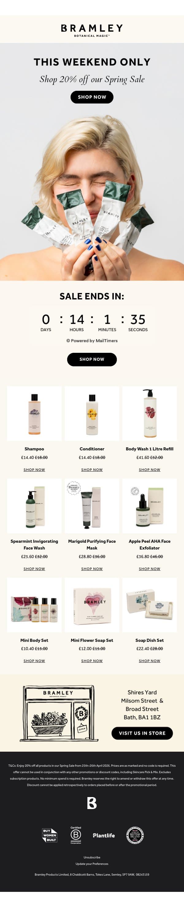 Shop 20% off our Spring Sale email from Bramley screenshot