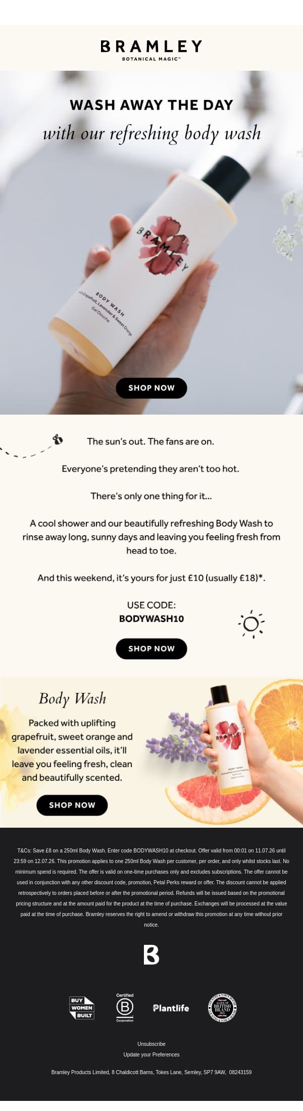 Too hot? We’ve got just the thing… email from Bramley screenshot