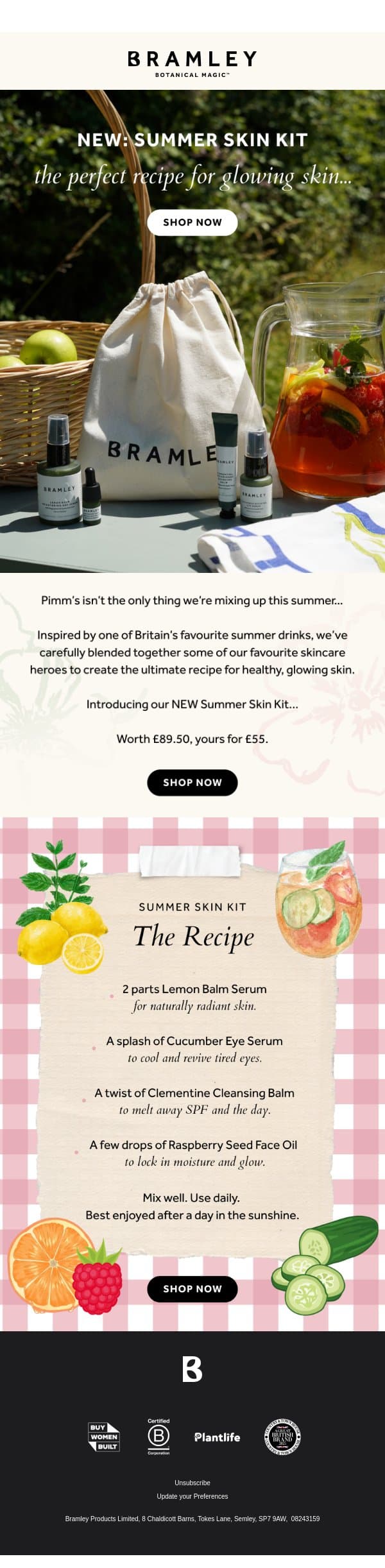 NEW: Summer Skin Kit email from Bramley screenshot