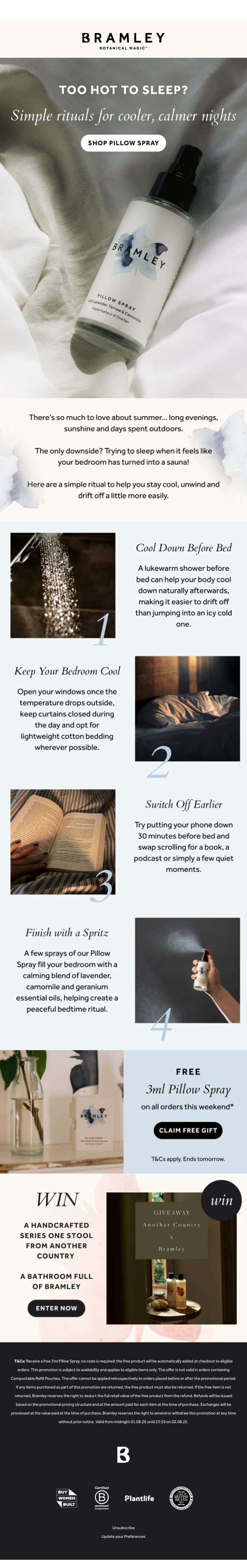 Too Hot to Sleep? We've Got a Little Treat for You 🌙 email from Bramley screenshot