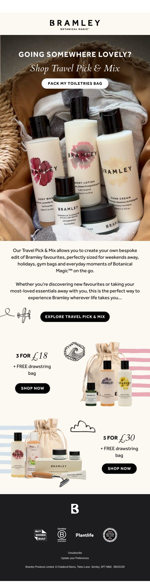 Heading somewhere lovely? email from Bramley screenshot