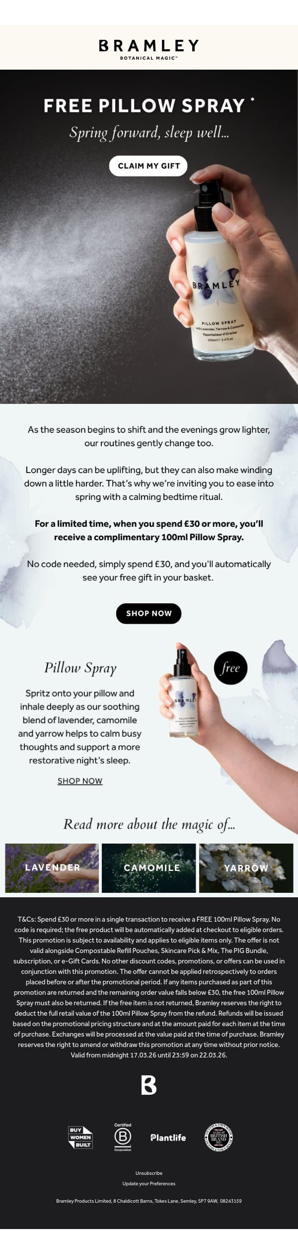 Spring Forward, Sleep Well 🌙 email from Bramley screenshot