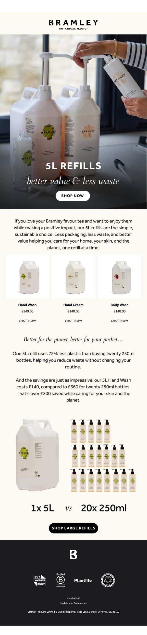 Stock up sustainably ♻️ email from Bramley screenshot
