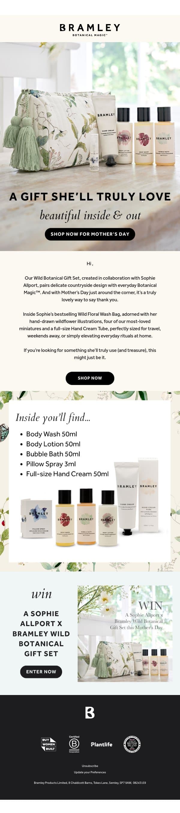 A Beautiful Mother’s Day Gift 💐 email from Bramley screenshot