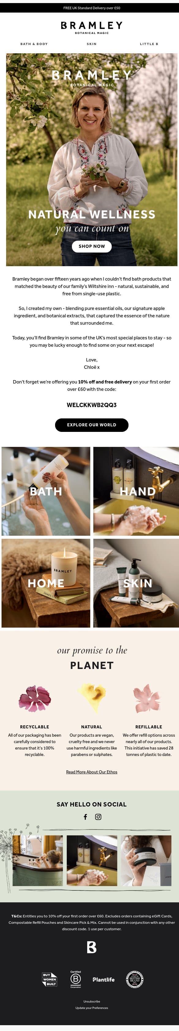 Natural wellness you can count on 🌼 email from Bramley screenshot