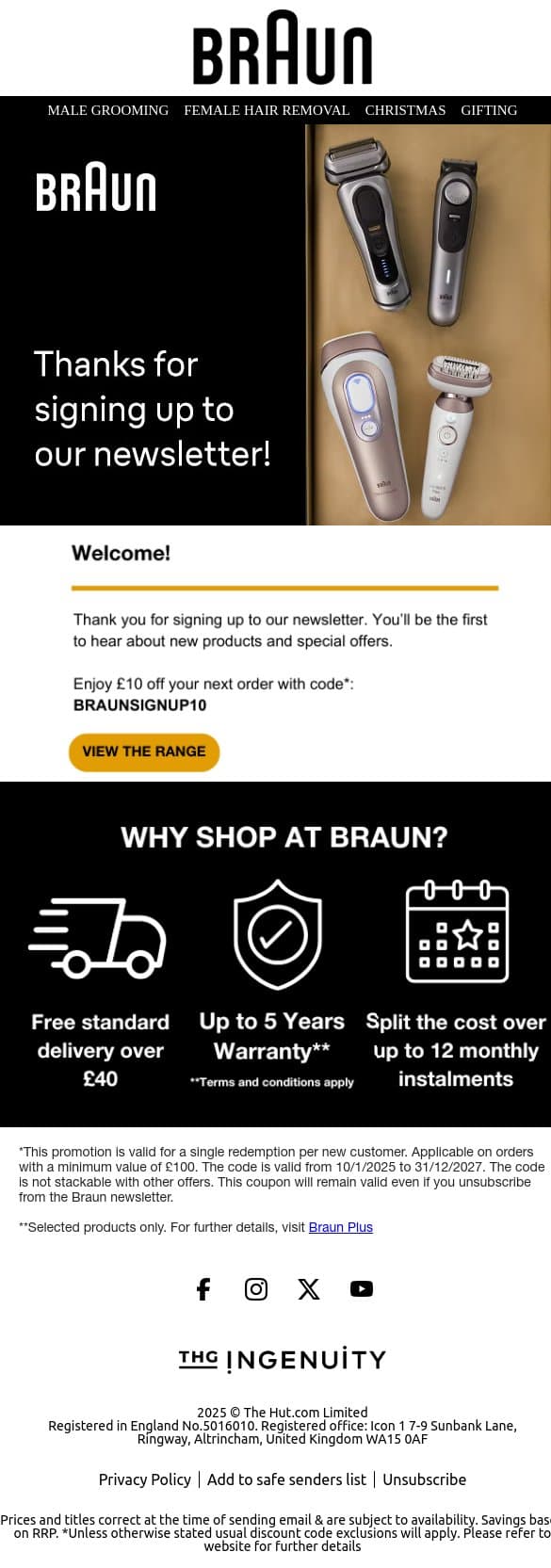 Welcome to Braun! email from Braun screenshot