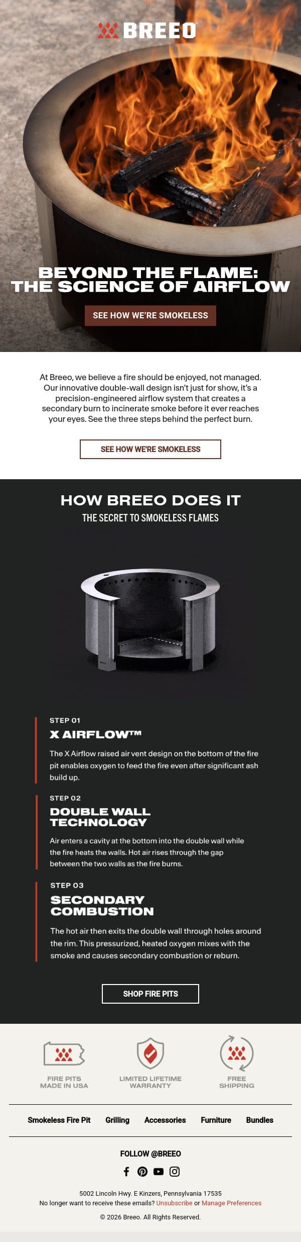 A Better Fire Starts With Better Air Flow email from Breeo screenshot