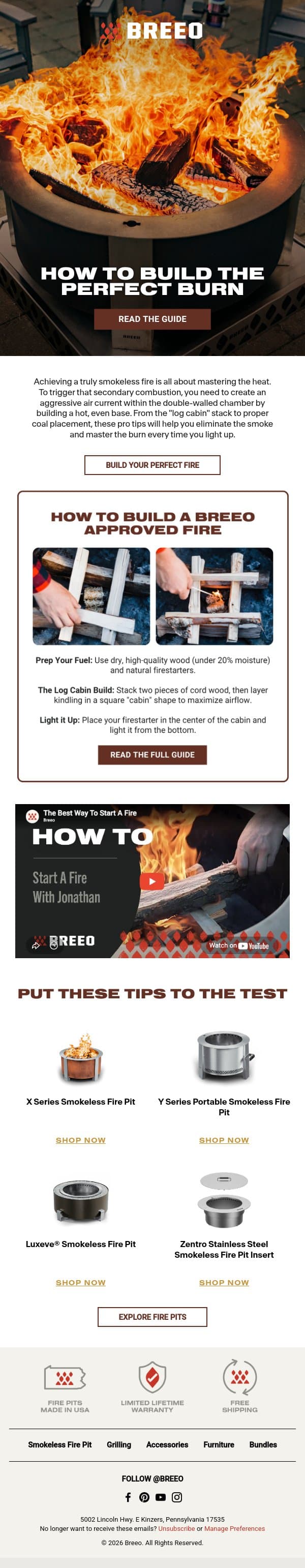 3 Tips for a Hotter, Cleaner Burn email from Breeo screenshot