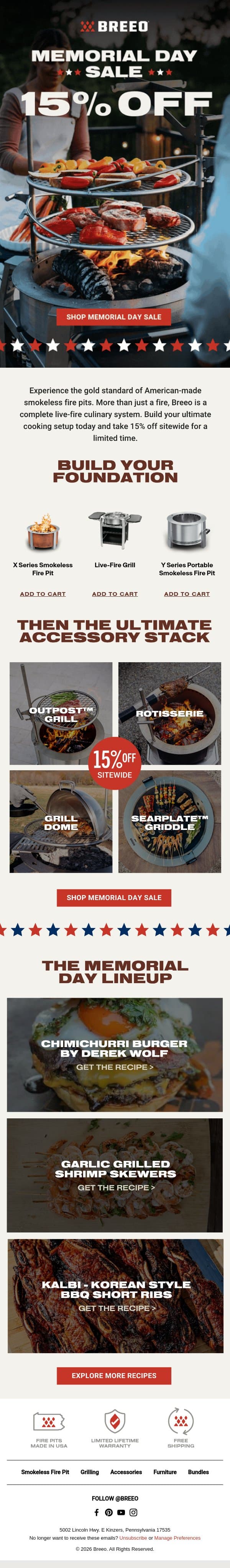Fire up the pit. The sale is still sizzling. email from Breeo screenshot