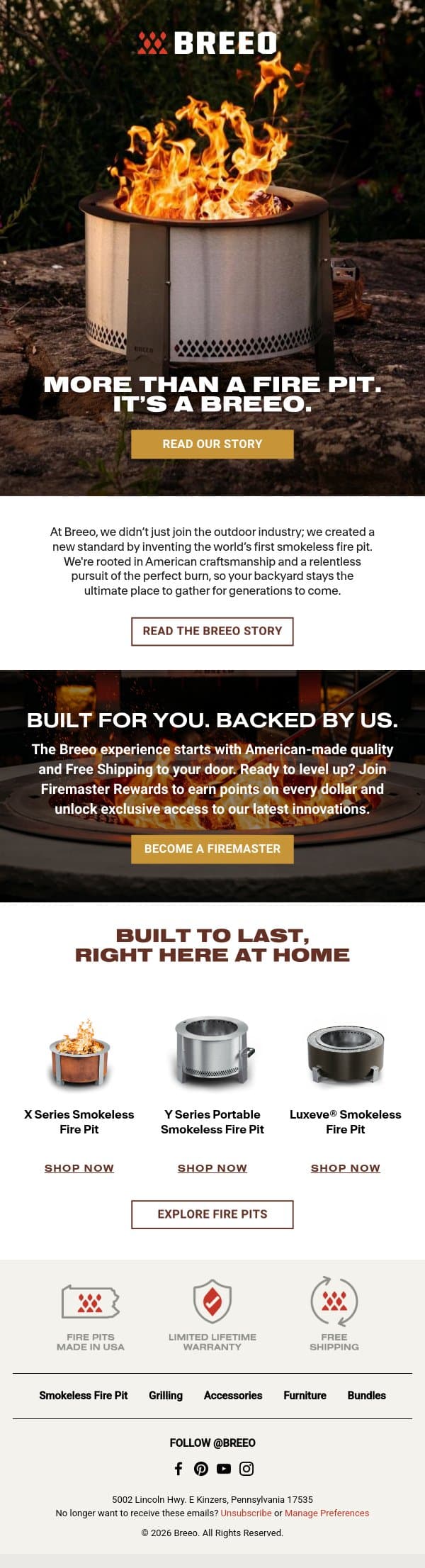 We're More than Just Fire Pits email from Breeo screenshot