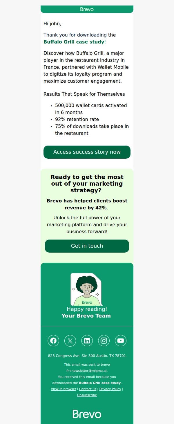 Your case study is here! email from Brevo screenshot